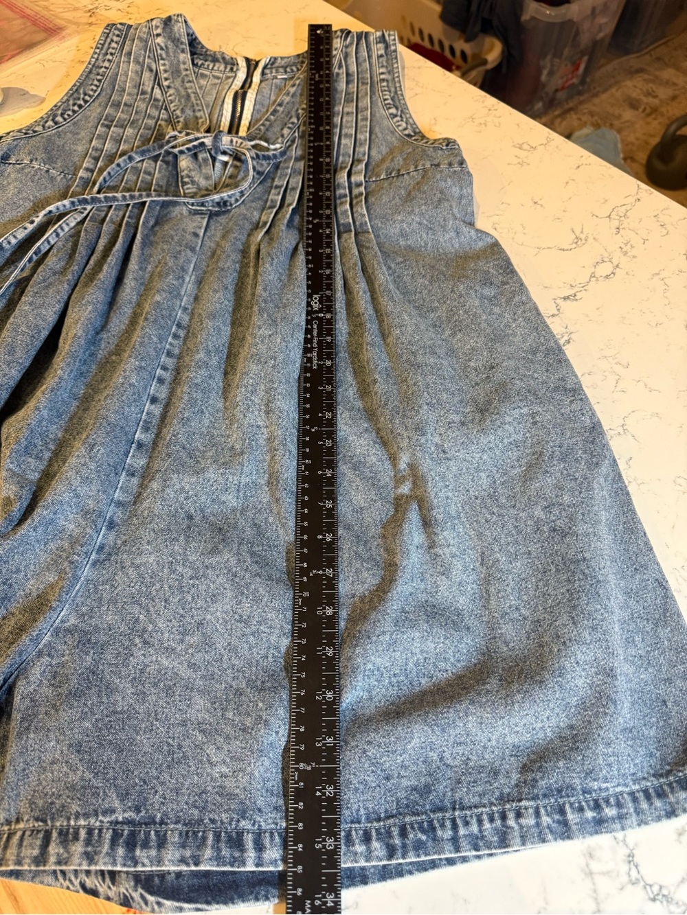 Denim Women’s Tie-Front Romper in Light Blue, size medium - Picture 9 of 10